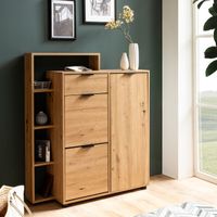 Schuhschrank FineBuy Schuhkipper Garderobe Eiche 110 cm Schuhkommode Flurschrank – Ansicht 1