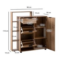 Schuhschrank FineBuy Schuhkipper Garderobe Eiche 110 cm Schuhkommode Flurschrank – Ansicht 3