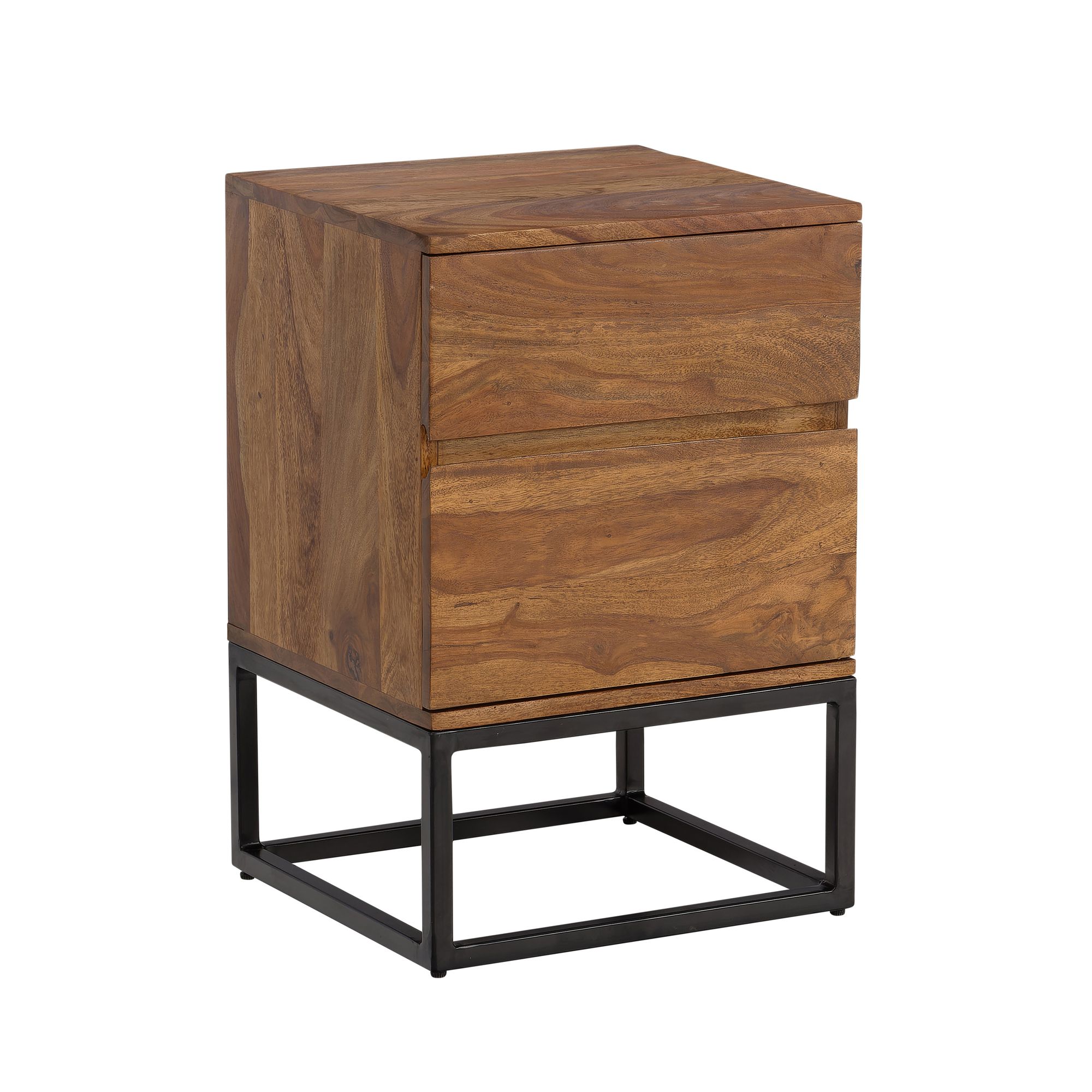 FineBuy Nachttisch Sheesham Massivholz Metall 40x38x60 cm Nachtschrank Boxspringbett, Design Nachtkonsole mit 2 Schubladen, Nachtkommode Industrial mit Stauraum | Farbe: Braun FineBuy Nachttisch Sheesham Massivholz Metall 40x38x60 cm Nachtschrank Boxspringbett, Design Nachtkonsole mit 2 Schubladen, Nachtkommode Industrial mit Stauraum | Farbe: Braun
