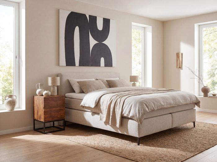 Nachttisch FineBuy Nachtkonsole Boxspringbett Massivholz 40x38x60 cm Schubladen