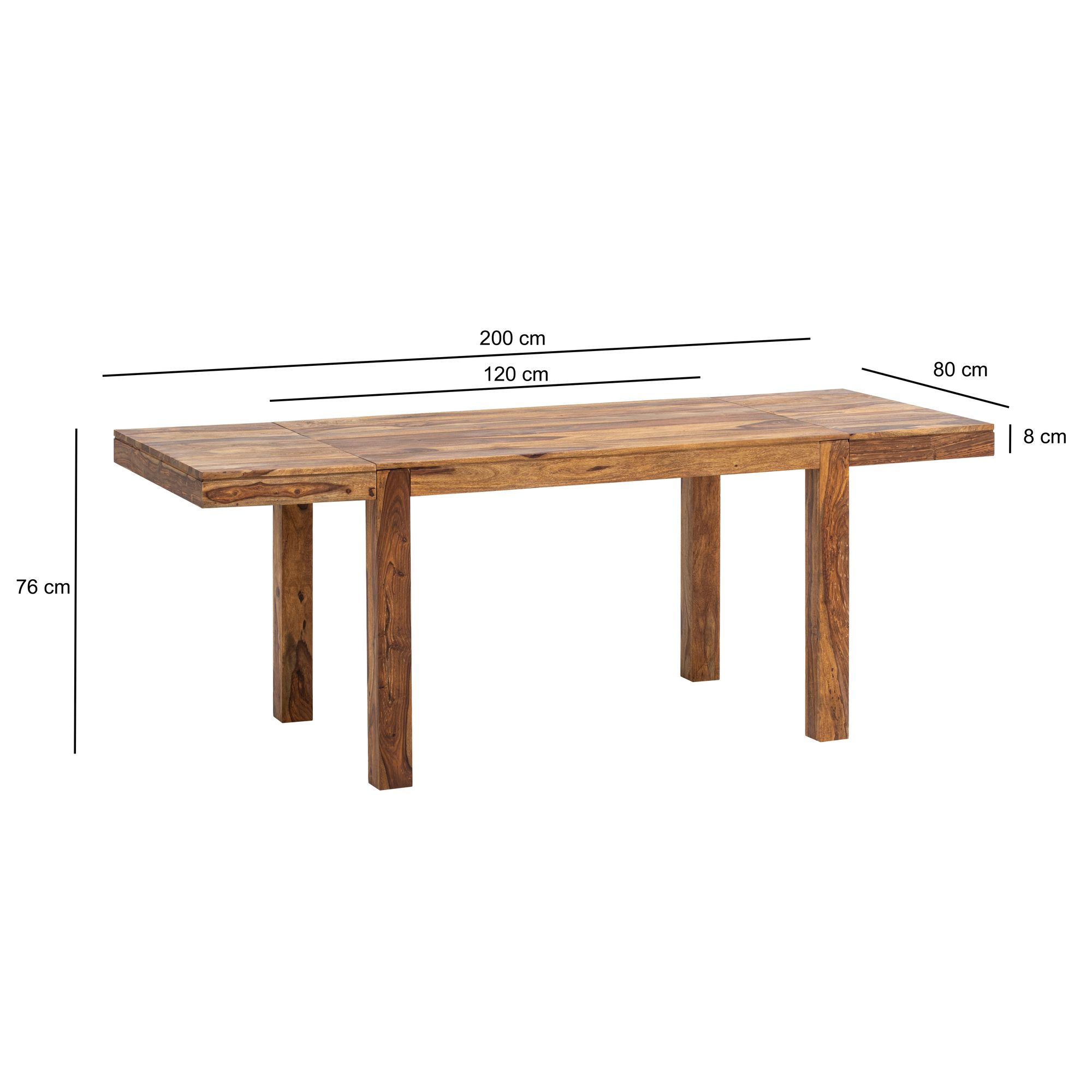 FineBuy Esszimmertisch 120 - 200 cm Sheesham Massivholz Zeitlos, Küchentisch Verlängerbar, Speisetisch Groß Rechteckig Schlicht, Holztisch Esszimmer | Farbe: Braun FineBuy Esszimmertisch 120 - 200 cm Sheesham Massivholz Zeitlos, Küchentisch Verlängerbar, Speisetisch Groß Rechteckig Schlicht, Holztisch Esszimmer | Farbe: Braun