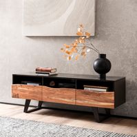 Massive TV-Board Kommode 140cm Akazie Massivholz Baumkante Lowboard Fernsehschrank – Ansicht 1