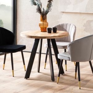 FineBuy Esszimmertisch 80x80x75 cm Mango Massivholz Esstisch Modern, Küchentisch Massiv mit Metallbeinen, Holztisch Esszimmer Rund, Kleiner Speisetisch Holz