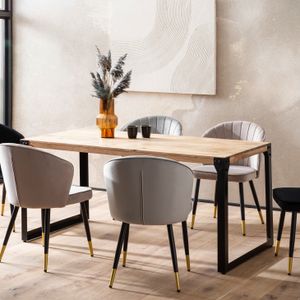 FineBuy Esszimmertisch 120x60x76 cm Akazie Massivholz Metall Esstisch Industrial, Küchentisch mit Metallbeinen, Holztisch Klein, Speisetisch Esszimmer Rechteckig