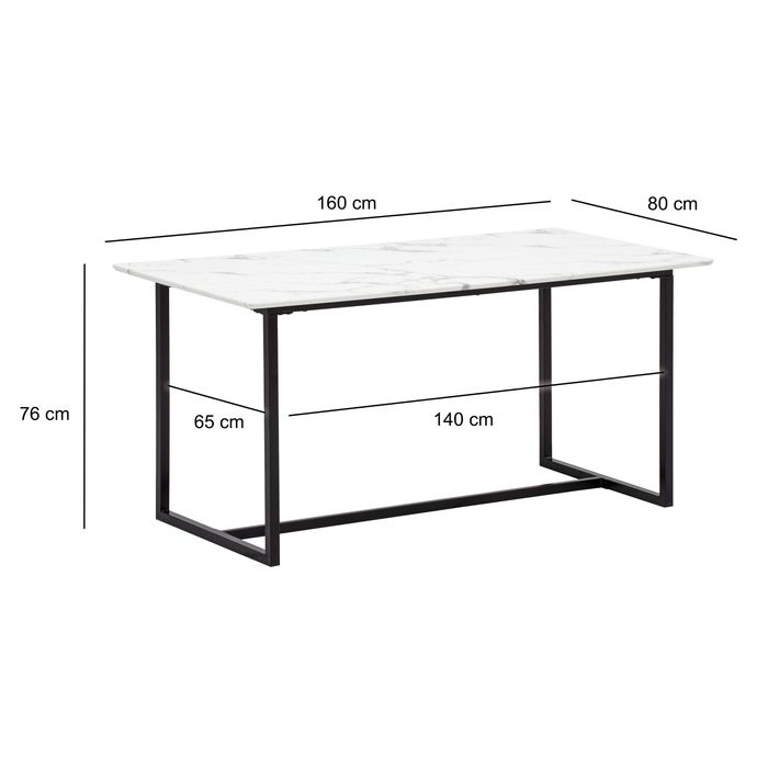 Esszimmertisch FineBuy Marmor Optik Weiß Esstisch Küchentisch Tisch Esszimmer – Maßzeichnung