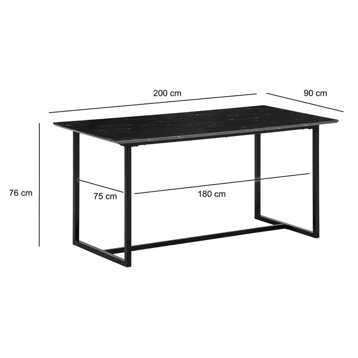 Esszimmertisch FineBuy Marmor Optik Schwarz Esstisch Küchentisch Tisch Esszimmer – Maßzeichnung