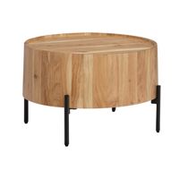FineBuy Couchtisch Akazie Massivholz rund 60 cm · Wohnzimmertisch in Trommelform – Ansicht 6