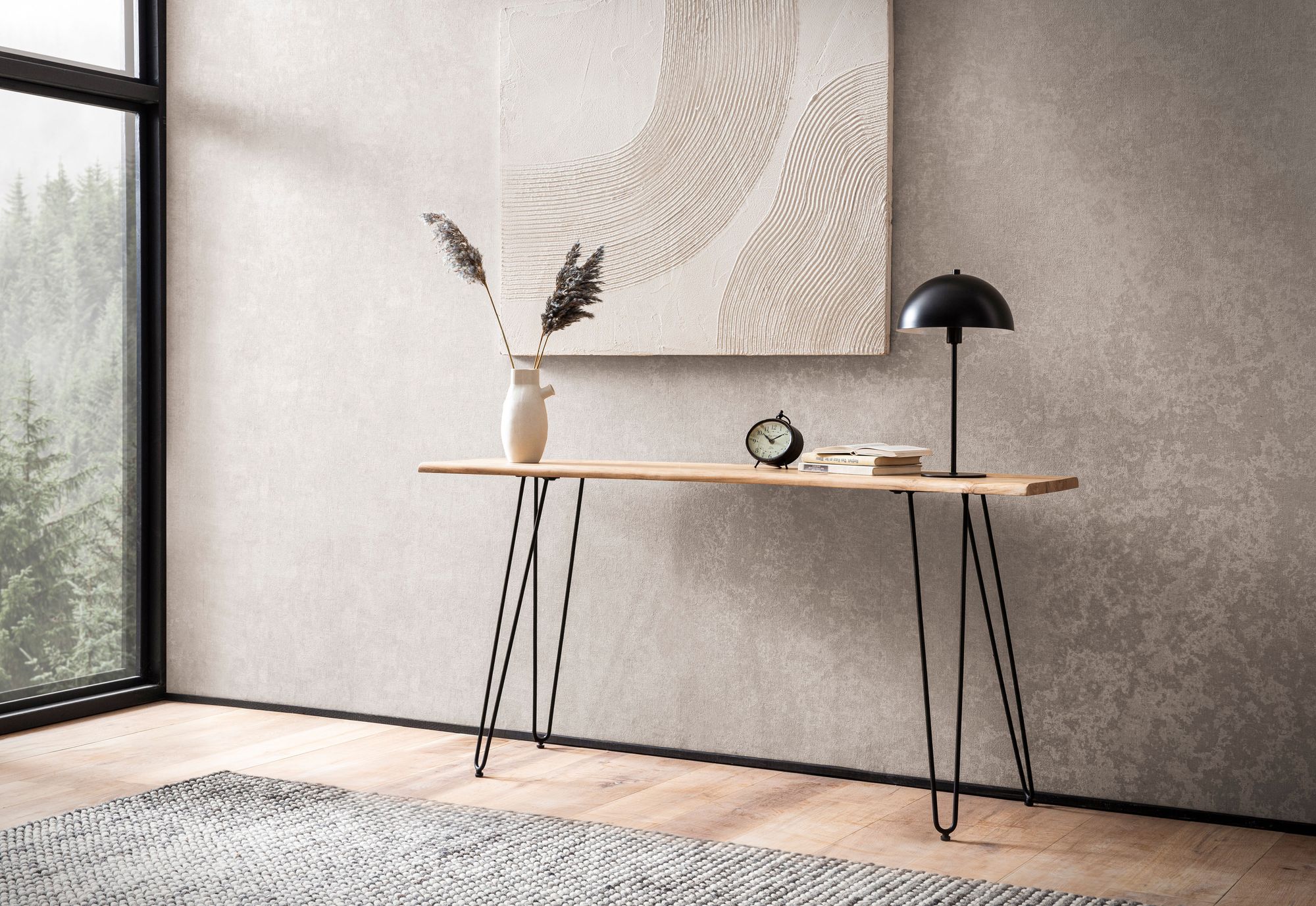 FineBuy Konsolentisch 150x36x75 cm Akazie Massivholz Baumkante Anrichte Flur, Ablagetisch mit Haarnadelbeine Schmal Modern, Flurtisch Metallgestell, Dielentisch Lang Hoch | Farbe: Braun FineBuy Konsolentisch 150x36x75 cm Akazie Massivholz Baumkante Anrichte Flur, Ablagetisch mit Haarnadelbeine Schmal Modern, Flurtisch Metallgestell, Dielentisch Lang Hoch | Farbe: Braun