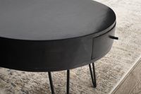 Couchtisch Mango Massivholz rund Ø 60 cm Wohnzimmertisch Schublade Schwarz – Ansicht 4