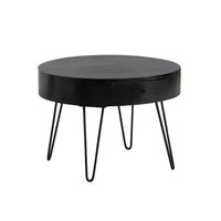 Couchtisch Mango Massivholz rund Ø 60 cm Wohnzimmertisch Schublade Schwarz – Ansicht 6