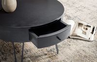 Couchtisch Mango Massivholz rund Ø 60 cm Wohnzimmertisch Schublade Schwarz – Ansicht 5