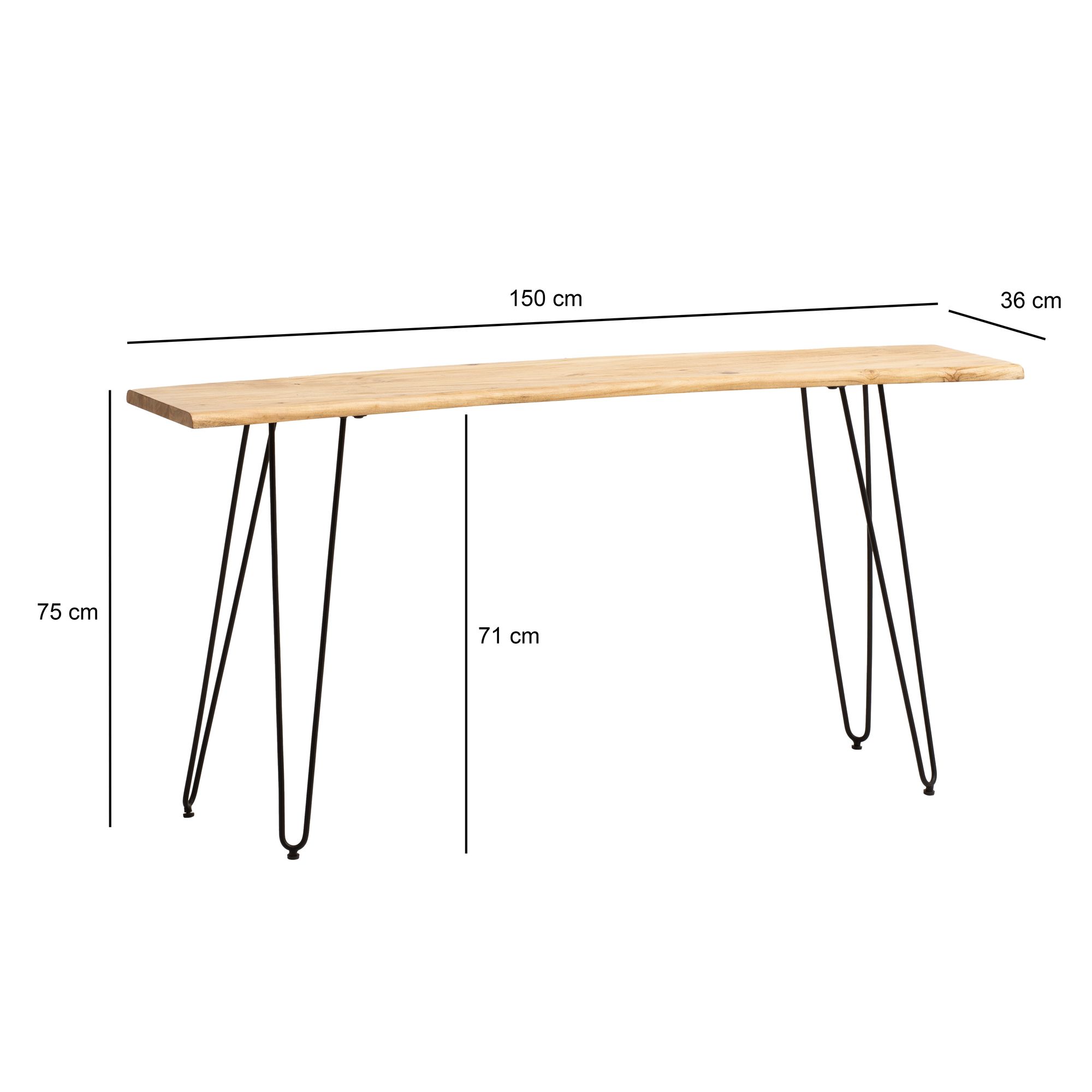 FineBuy Schreibtisch 150x36x75 cm Akazie Massivholz / Metall Computertisch Baumkante, Homeoffice Bürotisch Massiv mit Haarnadelbeinen in Schwarz, Holztisch Schmal Laptoptisch Arbeitszimmer | Farbe: Braun FineBuy Schreibtisch 150x36x75 cm Akazie Massivholz / Metall Computertisch Baumkante, Homeoffice Bürotisch Massiv mit Haarnadelbeinen in Schwarz, Holztisch Schmal Laptoptisch Arbeitszimmer | Farbe: Braun