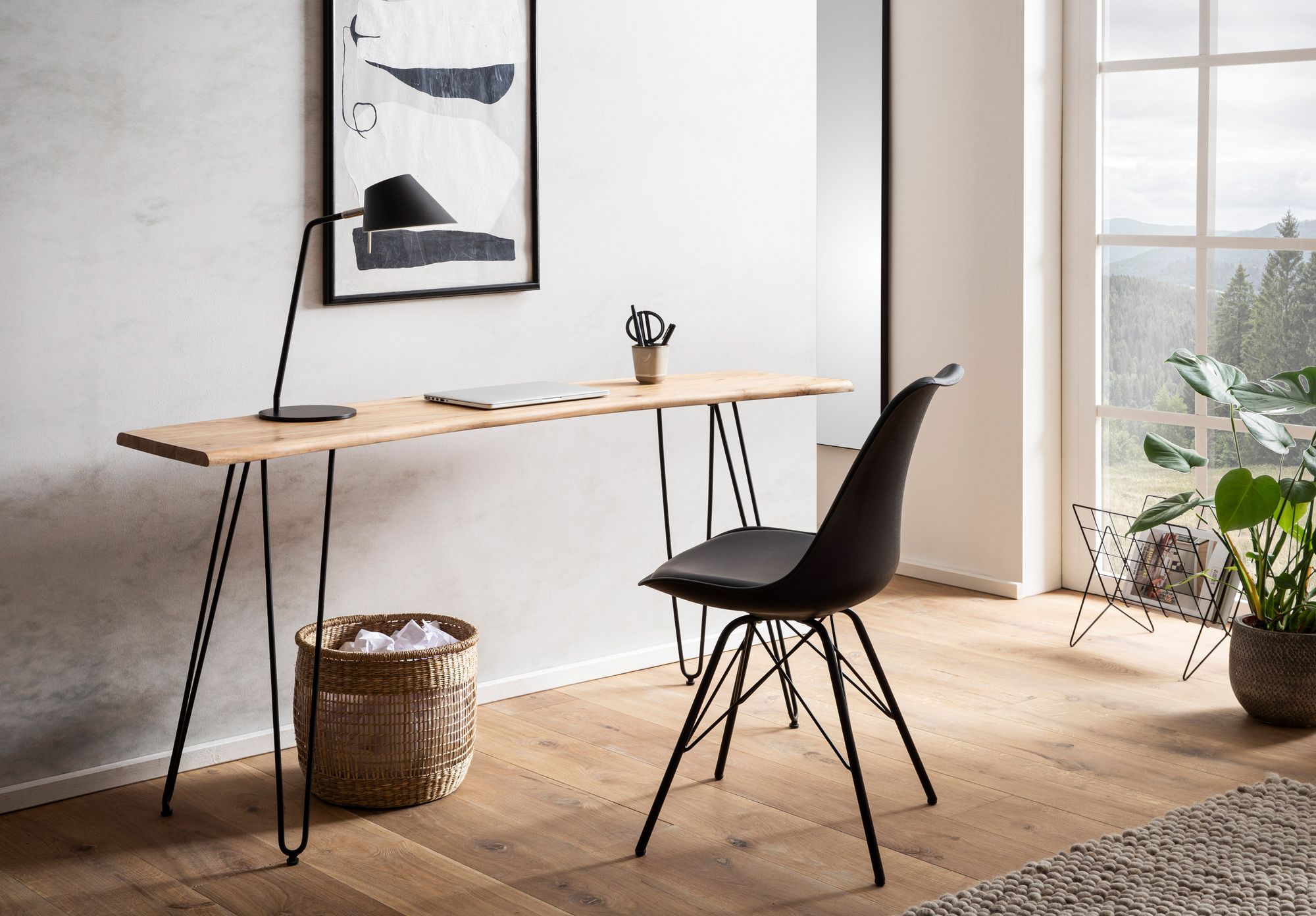 FineBuy Schreibtisch 150x36x75 cm Akazie Massivholz / Metall Computertisch Baumkante, Homeoffice Bürotisch Massiv mit Haarnadelbeinen in Schwarz, Holztisch Schmal Laptoptisch Arbeitszimmer | Farbe: Braun FineBuy Schreibtisch 150x36x75 cm Akazie Massivholz / Metall Computertisch Baumkante, Homeoffice Bürotisch Massiv mit Haarnadelbeinen in Schwarz, Holztisch Schmal Laptoptisch Arbeitszimmer | Farbe: Braun