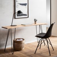 Schreibtisch FineBuy Bürotisch 150 cm Akazie Massivholz Computertisch Baumkante – Ansicht 1