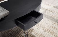 Couchtisch 100cm oval Massivholz schwarz Wohnzimmertisch Schublade Industrial – Ansicht 5