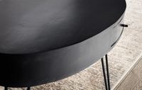 Couchtisch 100cm oval Massivholz schwarz Wohnzimmertisch Schublade Industrial – Ansicht 4