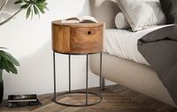 Nachttisch FineBuy Nachtkonsole Boxspringbett Holz Massiv 60 cm Schublade Rund – Ansicht 2