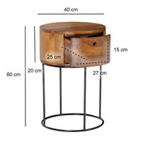 Nachttisch FineBuy Nachtkonsole Boxspringbett Holz Massiv 60 cm Schublade Rund – Ansicht 3