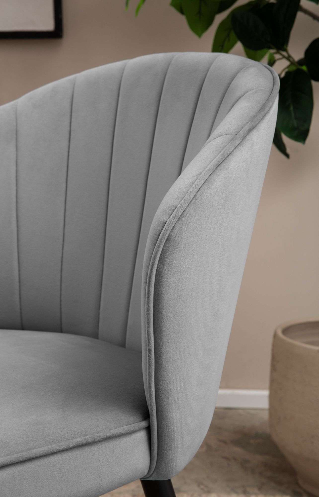 FineBuy Esszimmerstuhl 2er Set Samt Küchenstuhl mit Metallbeinen, Schalenstuhl Skandinavisches Design, Polsterstuhl mit Stoffbezug, Stuhl Gepolstert | Farbe: Beige