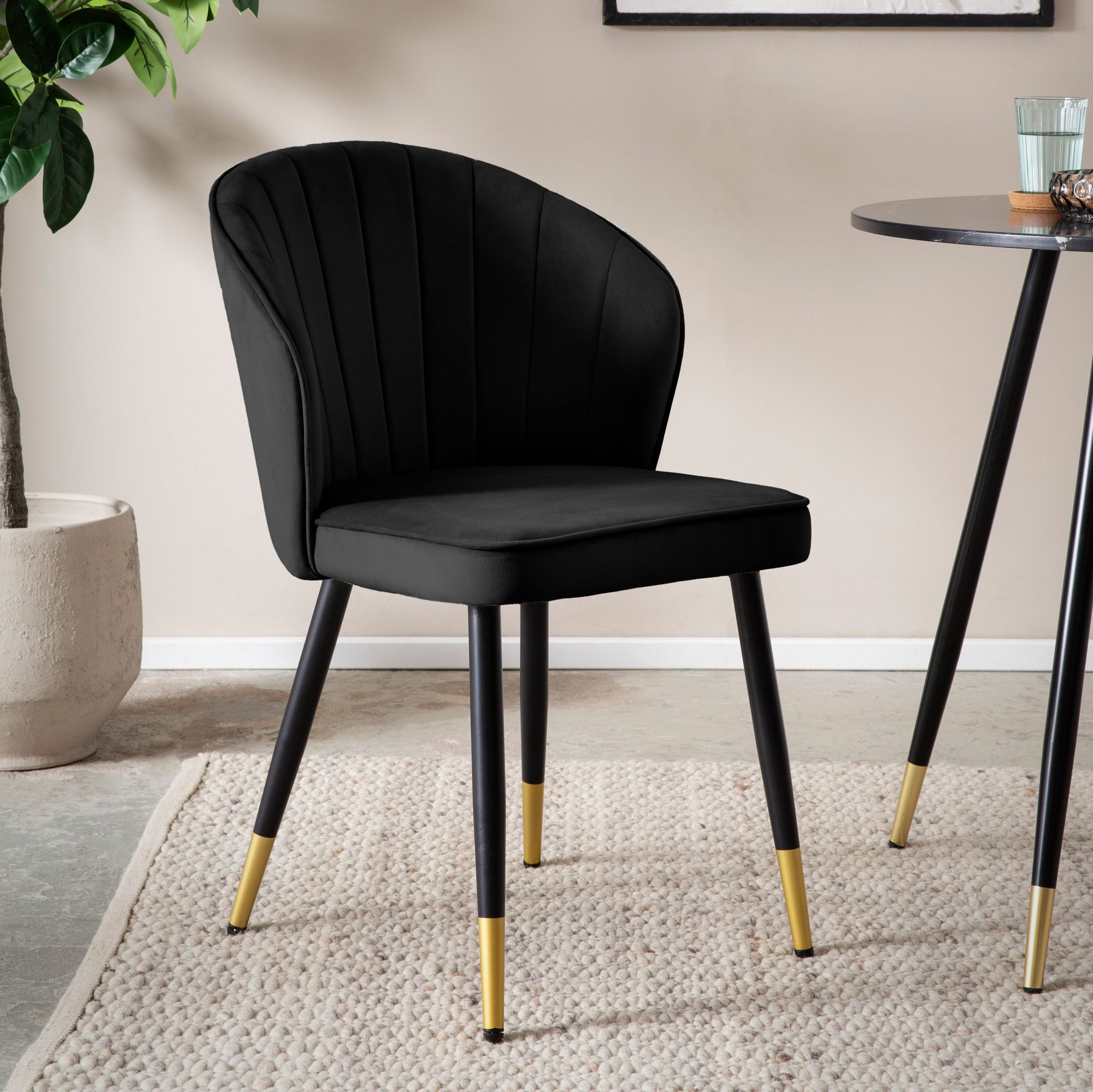 FineBuy Esszimmerstuhl 2er Set Samt Küchenstuhl mit Metallbeinen, Schalenstuhl Skandinavisches Design, Polsterstuhl mit Stoffbezug, Stuhl Gepolstert | Farbe: Beige