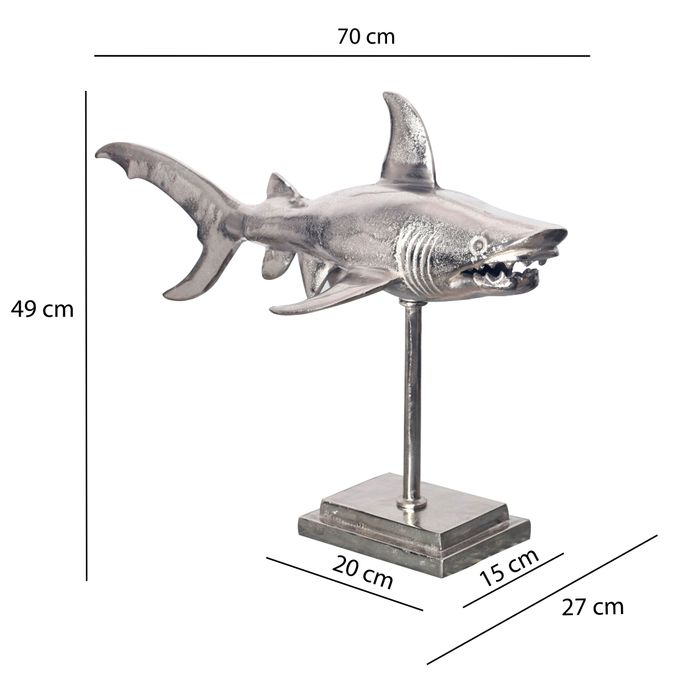 Deko Hai FineBuy 70 cm Aluminium Wohndeko Design Dekoration Maritim Modern Alu – Maßzeichnung