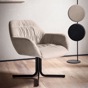 FineBuy Loungesessel Samt Design Clubsessel mit Metallbeine, Schalenstuhl gepolstert mit Rückenlehne, Cocktailsessel Lounge Armlehnen, Sessel mit Stoffbezug