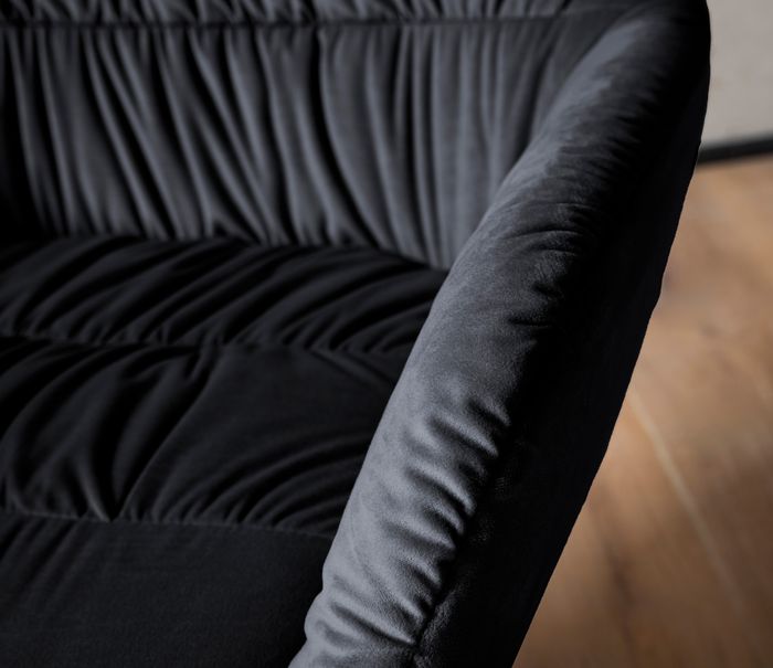 Loungesessel FineBuy Clubsessel Samt Metall Cocktailsessel Schalenstuhl Armlehne – Maßzeichnung