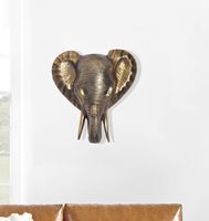 Wanddeko FineBuy Wohndeko Elefant 41 cm Aluminium Gold Afrika Dekoration Modern – Ansicht 1