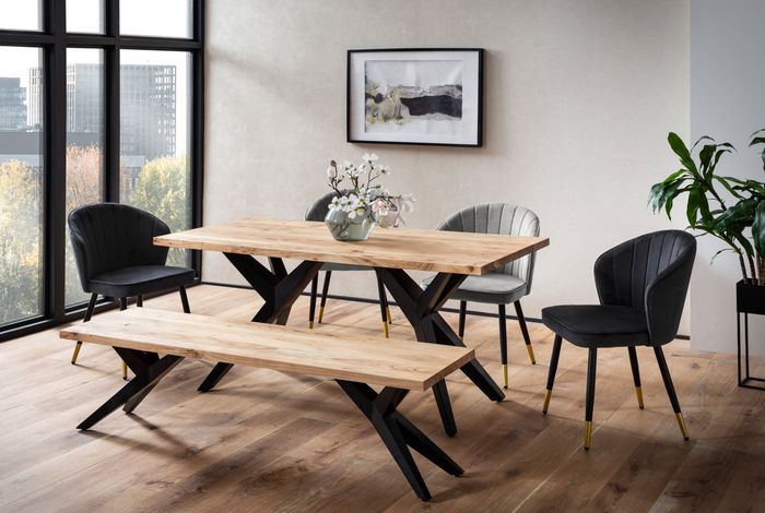 FineBuy Esszimmertisch 120x60x76 cm Akazie Massivholz Metall Esstisch Loft-Style, Küchentisch mit Metallbeinen, Holztisch Industrial Klein, Speisetisch Esszimmer Rechteckig