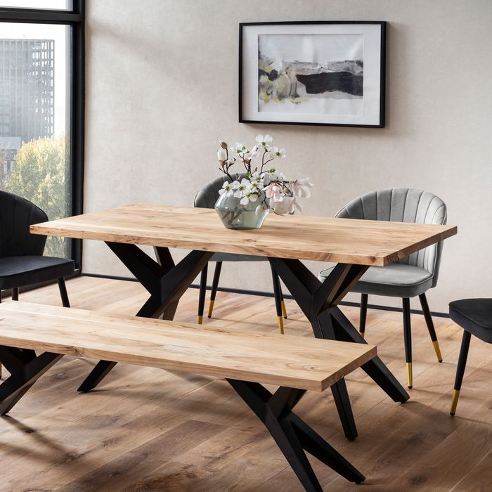 Esszimmertisch FineBuy Küchentisch Akazie Holz Massiv Esstisch Loft Groß Modern