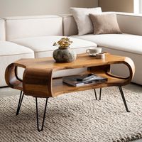 Couchtisch FineBuy Wohnzimmertisch Massivholz 100 cm Sofatisch Tisch Stauraum – Ansicht 1