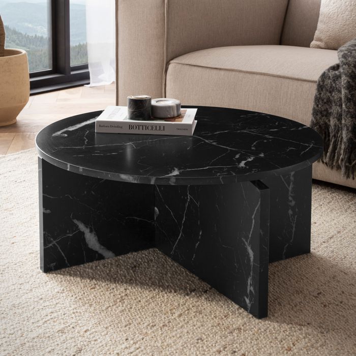Couchtisch FineBuy 70 cm Wohnzimmertisch Sofatisch Rund Groß Kaffeetisch Modern