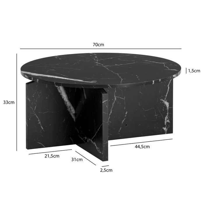 Couchtisch FineBuy 70 cm Wohnzimmertisch Sofatisch Rund Groß Kaffeetisch Modern – Maßzeichnung