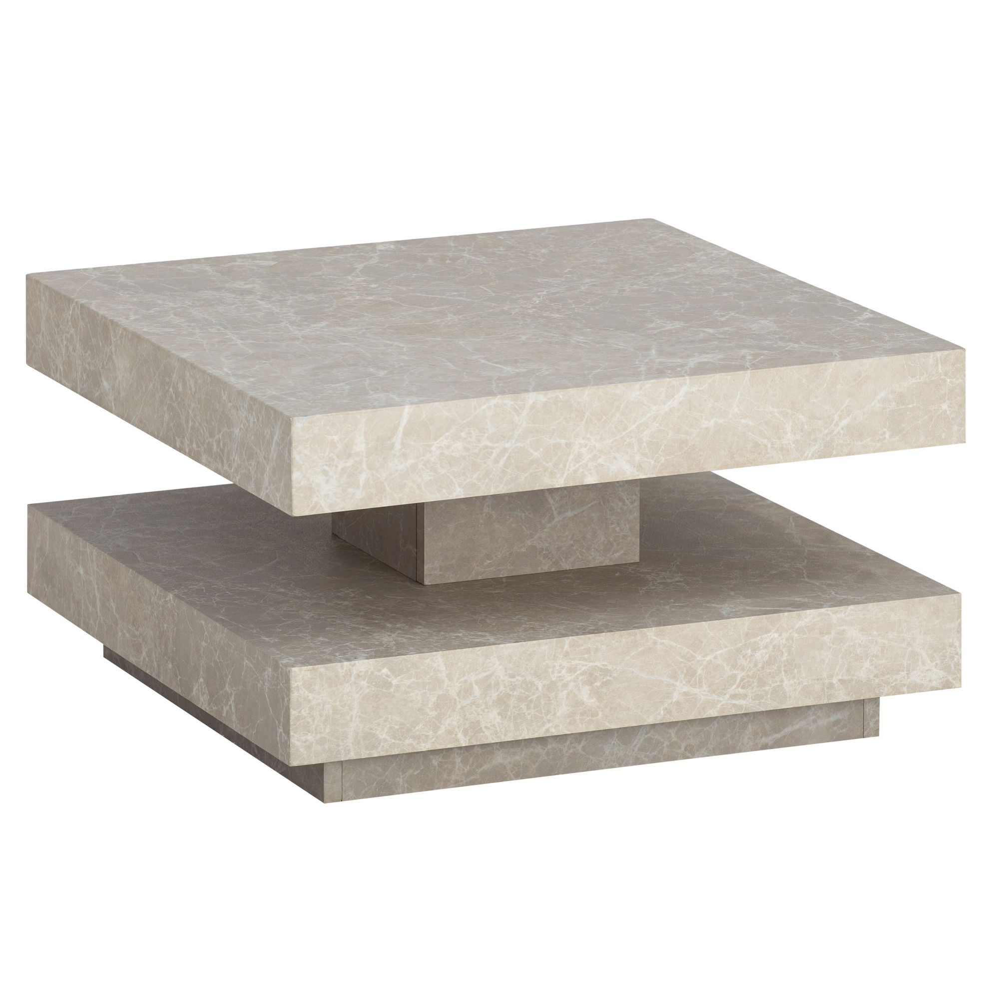 FineBuy Couchtisch 60x60x34 cm Sofatisch Modern, Design Wohnzimmertisch mit Stauraum Quadratisch, Loungetisch Klein, Kaffeetisch | Farbe: Beige