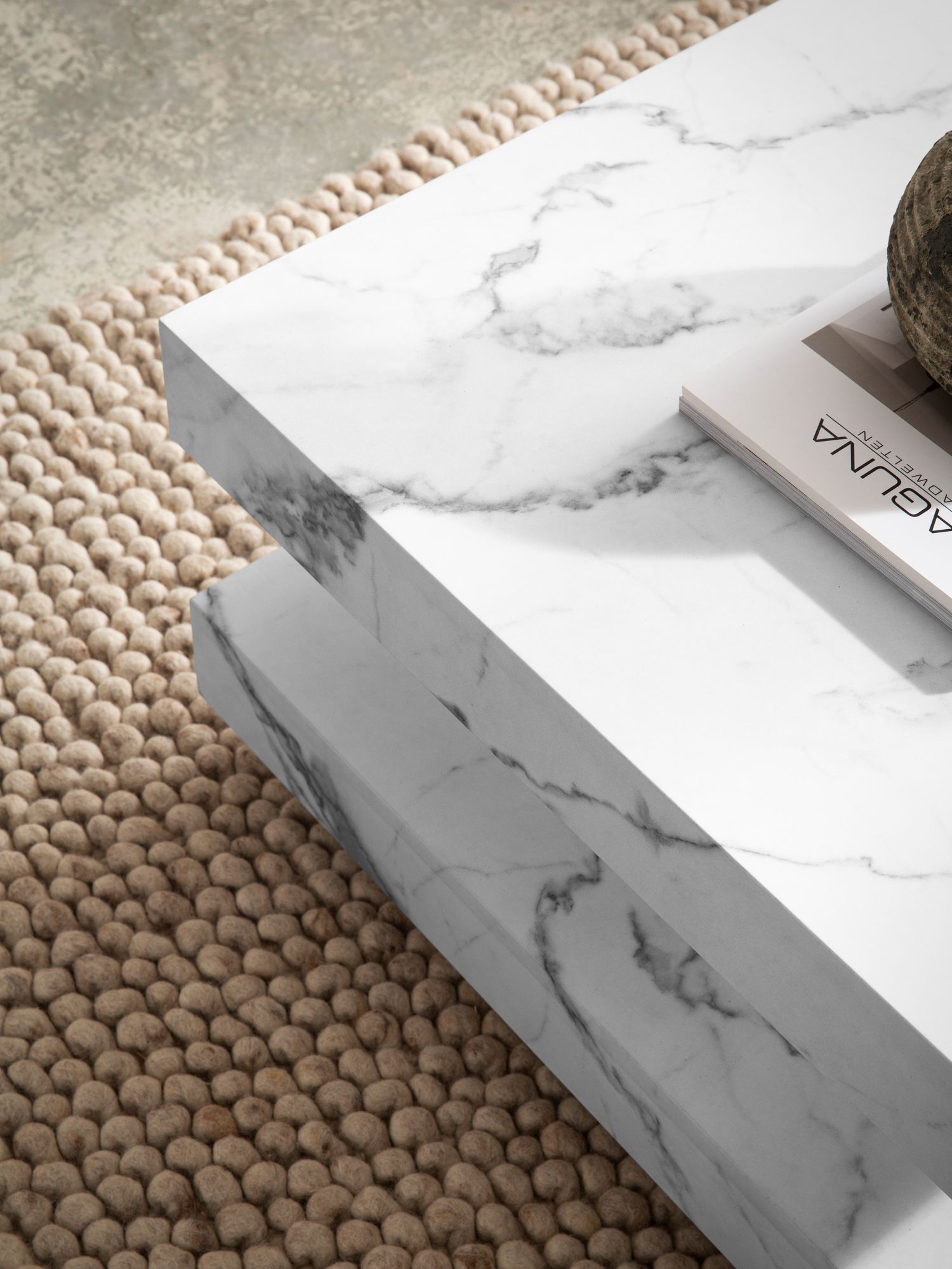 FineBuy Couchtisch 60x60x34 cm Sofatisch Modern, Design Wohnzimmertisch mit Stauraum Quadratisch, Loungetisch Klein, Kaffeetisch | Farbe: Beige