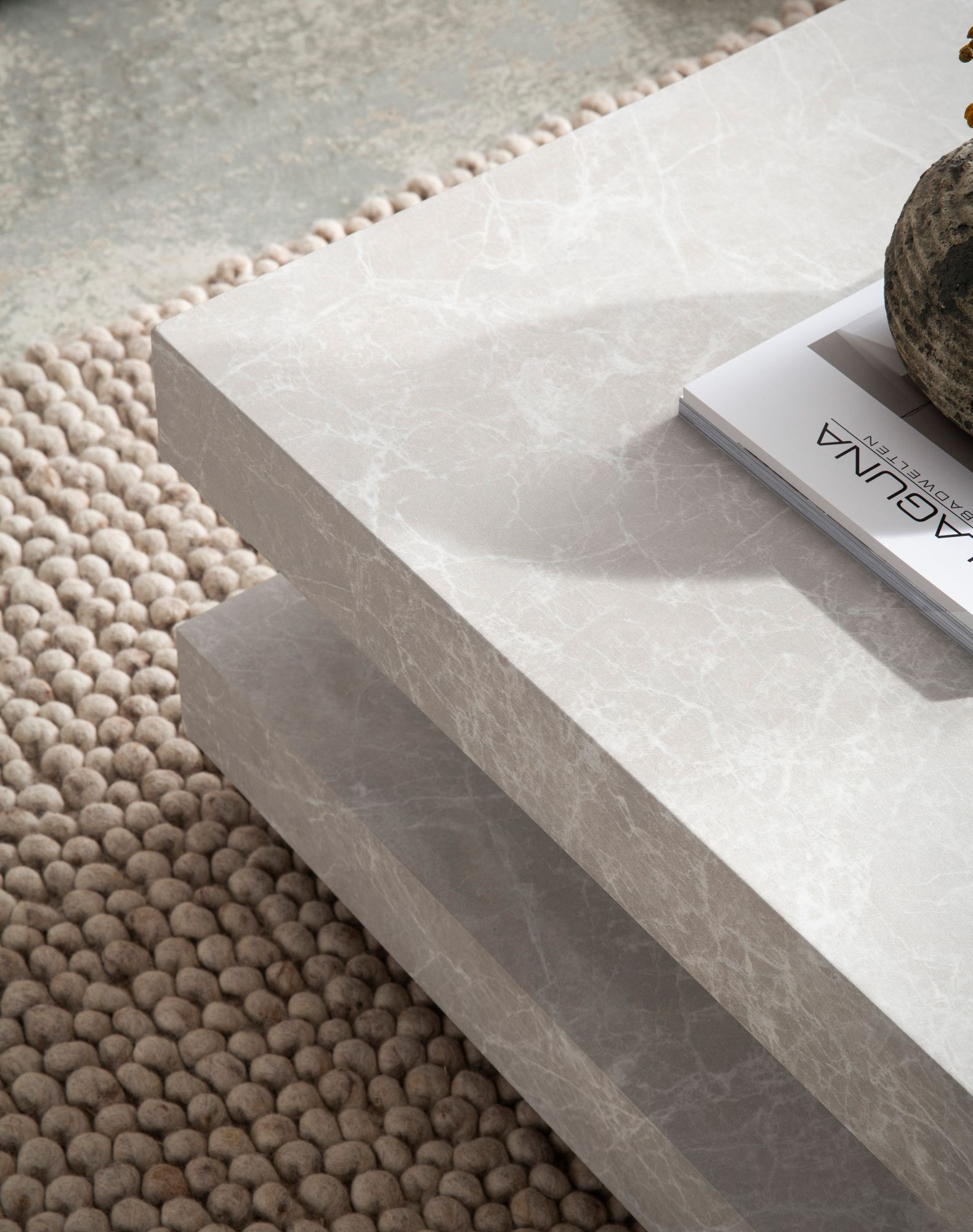 FineBuy Couchtisch 60x60x34 cm Sofatisch Modern, Design Wohnzimmertisch mit Stauraum Quadratisch, Loungetisch Klein, Kaffeetisch | Farbe: Beige