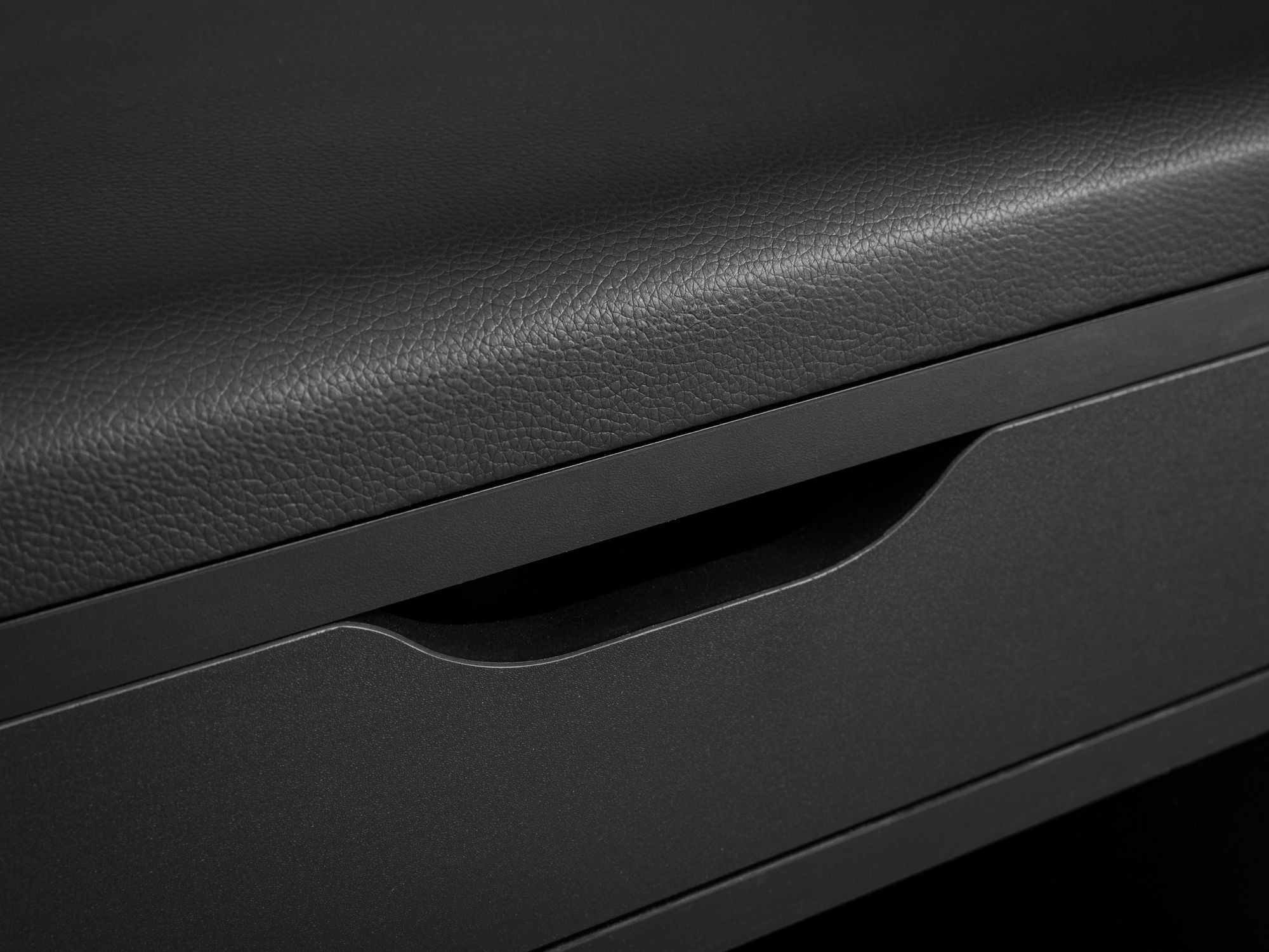 FineBuy Schuhbank mit Sitzfläche Garderoben-Bank 104x51x32 cm Kunstleder Schwarz, Holzbank Klein Gepolstert, Sitzbank Schmal Flur mit Stauraum, Truhenbank Schuhtruhe Flurmöbel | Farbe: Schwarz