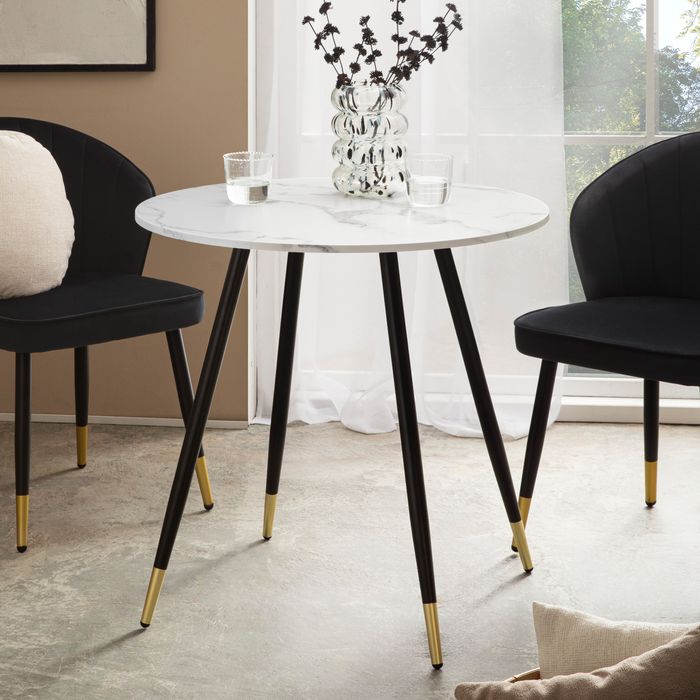 Esszimmertisch FineBuy Esstisch 75 cm Marmor Optik Küchentisch Rund Modern