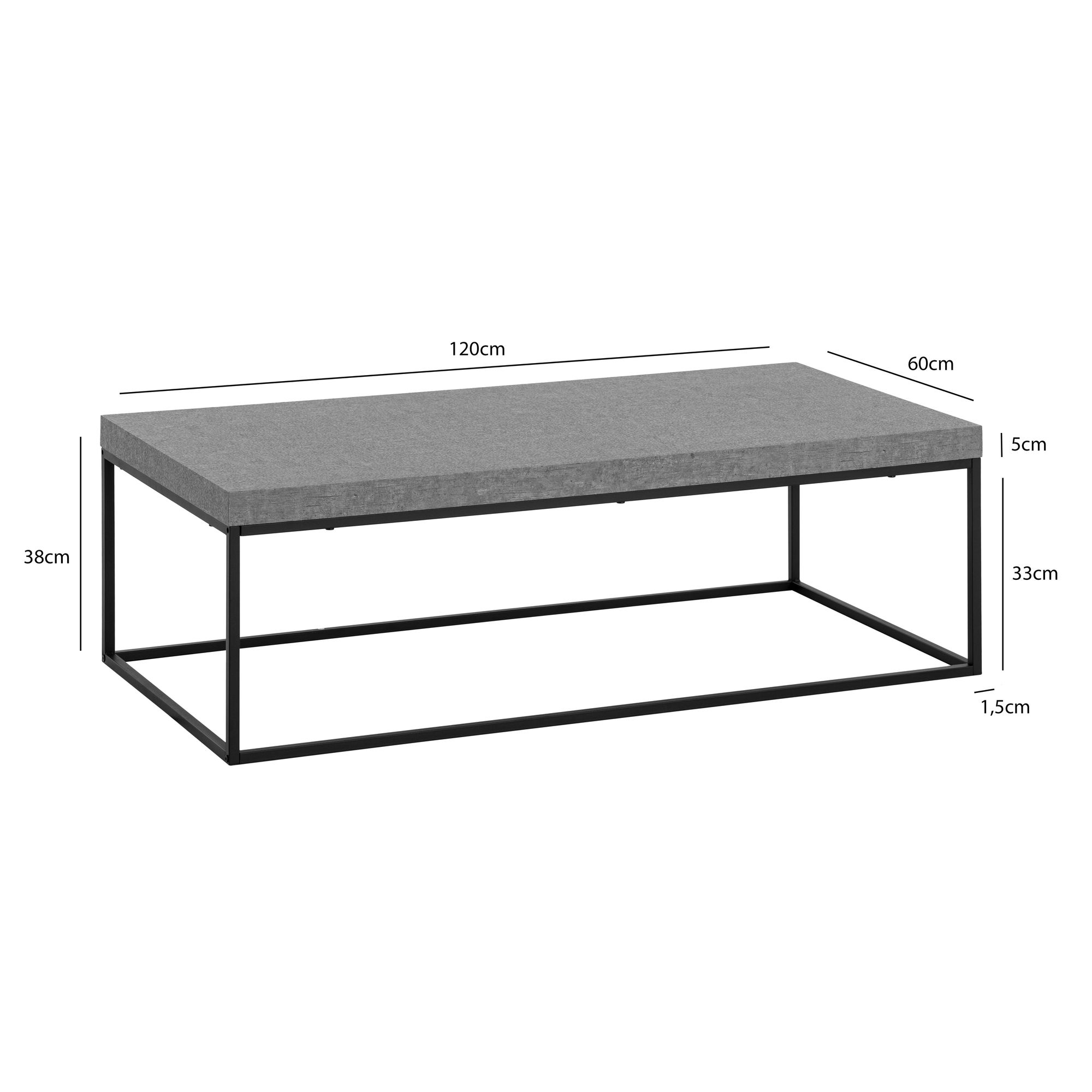FineBuy Couchtisch 120x60x38 cm Sofatisch Modern, Design Wohnzimmertisch Rechteckig, Loungetisch Groß, Kaffeetisch Metallbeine | Farbe: Beige