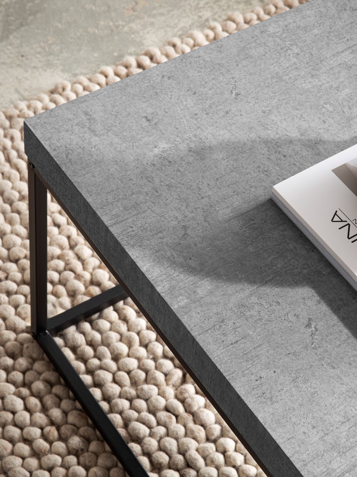 FineBuy Couchtisch 120x60x38 cm Sofatisch Modern, Design Wohnzimmertisch Rechteckig, Loungetisch Groß, Kaffeetisch Metallbeine | Farbe: Beige