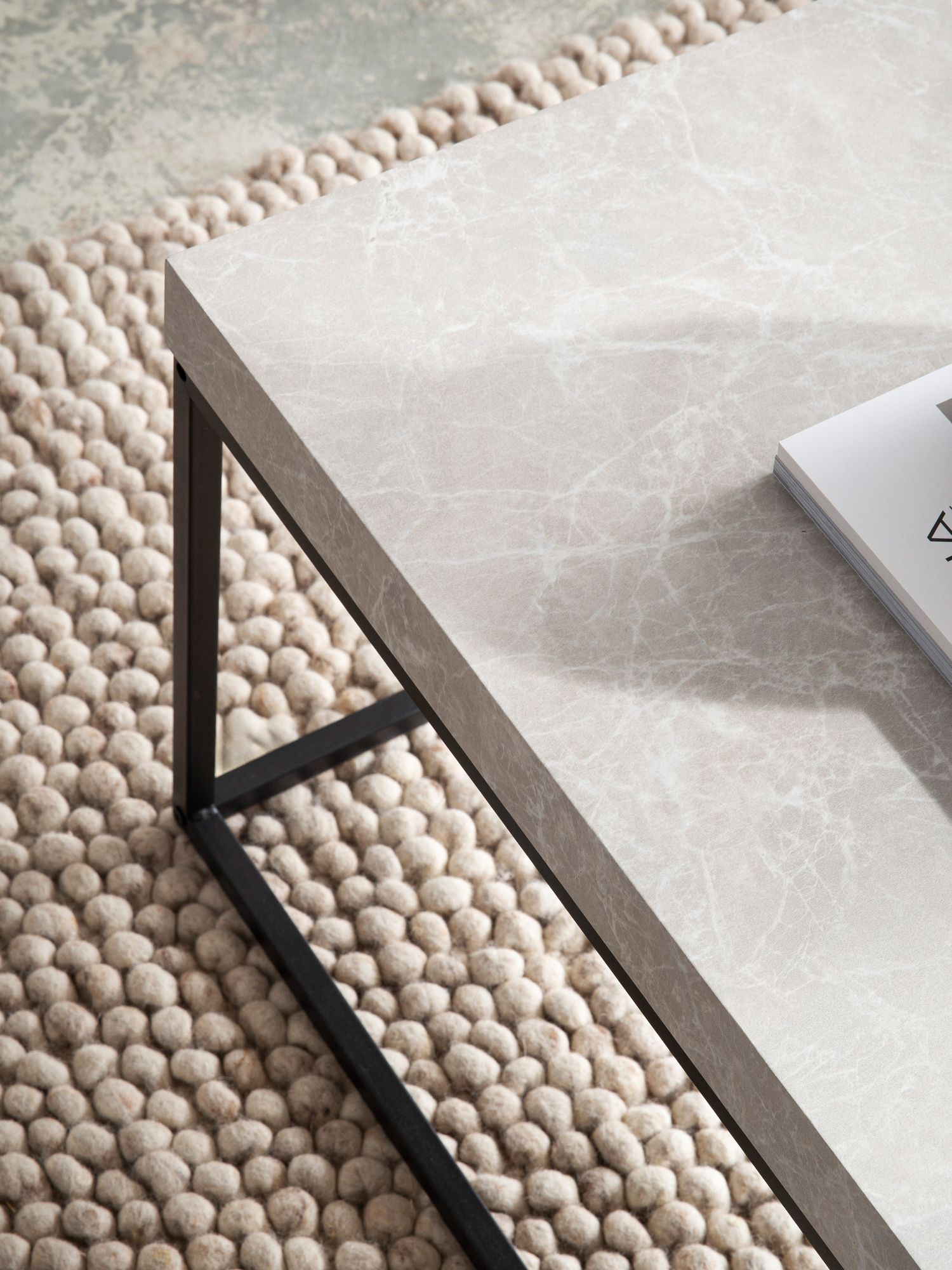 FineBuy Couchtisch 120x60x38 cm Sofatisch Modern, Design Wohnzimmertisch Rechteckig, Loungetisch Groß, Kaffeetisch Metallbeine | Farbe: Beige