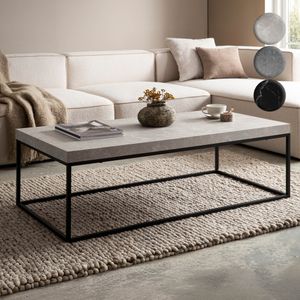 FineBuy Couchtisch 120x60x38 cm Sofatisch Modern, Design Wohnzimmertisch Rechteckig, Lounge Sofatisch, Kaffeetisch Metallbeine Groß