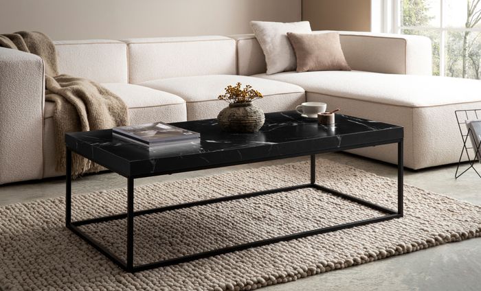 FineBuy Couchtisch 120x60x38 cm Sofatisch Modern, Design Wohnzimmertisch Rechteckig, Lounge Sofatisch, Kaffeetisch Metallbeine Groß