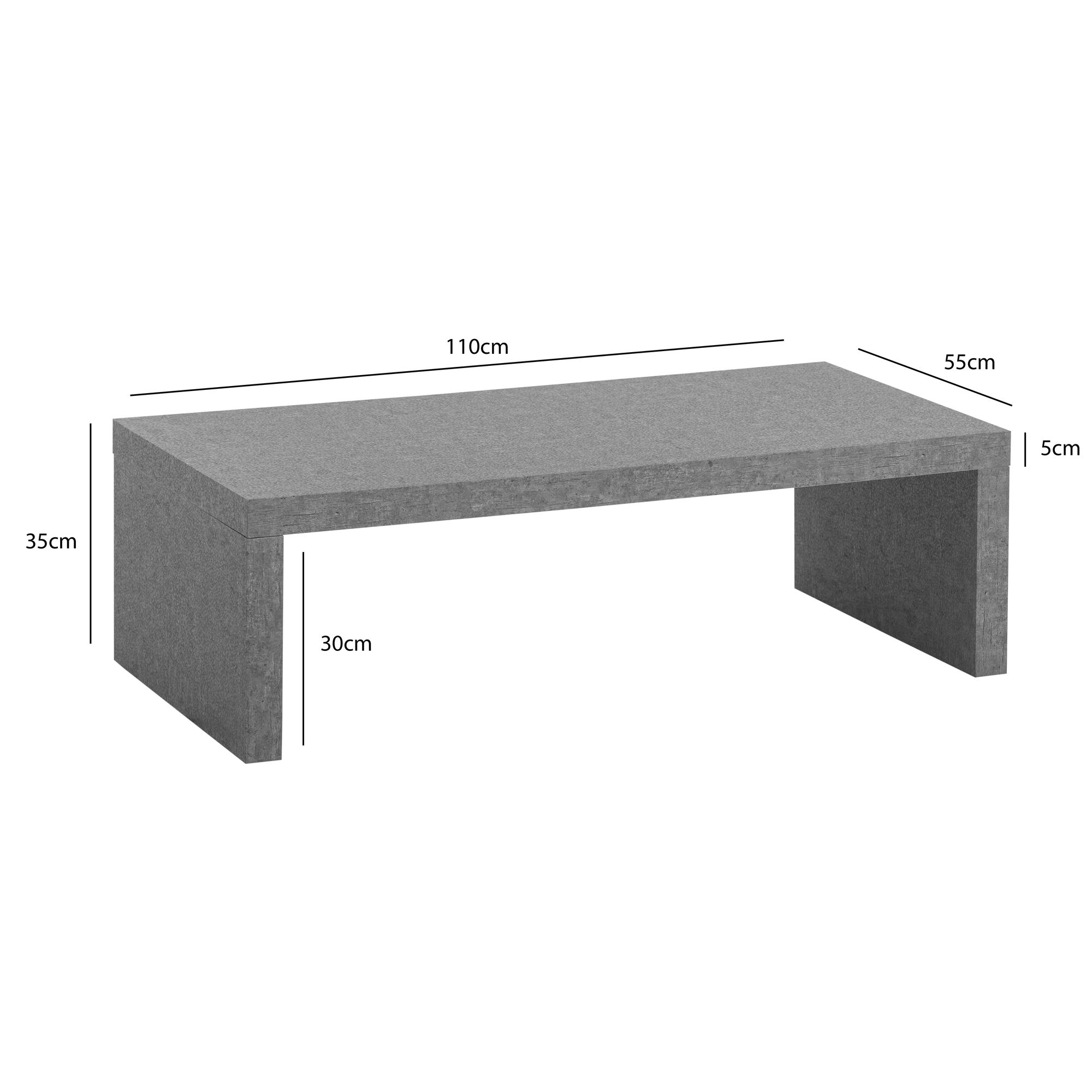 FineBuy Couchtisch 110x55x35 cm Sofatisch Zeitlos, Design Wohnzimmertisch Rechteckig, Loungetisch Schlicht, Kaffeetisch Groß | Farbe: Grau