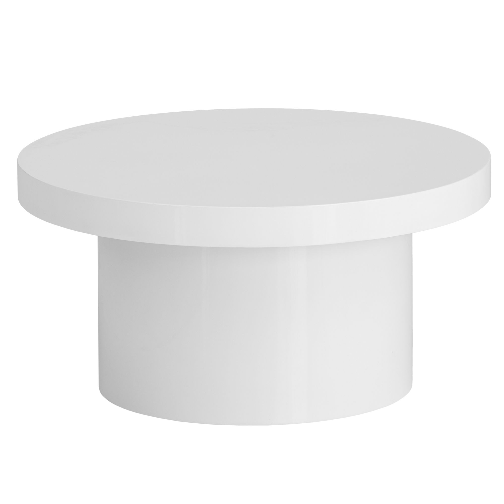 FineBuy Weißer Hochglanz Couchtisch 60cm rund – stilvoller kleiner Design Wohnzimmertisch, Sofatisch im modernen Pilz-Design mit glatter Oberfläche | Farbe: Weiß