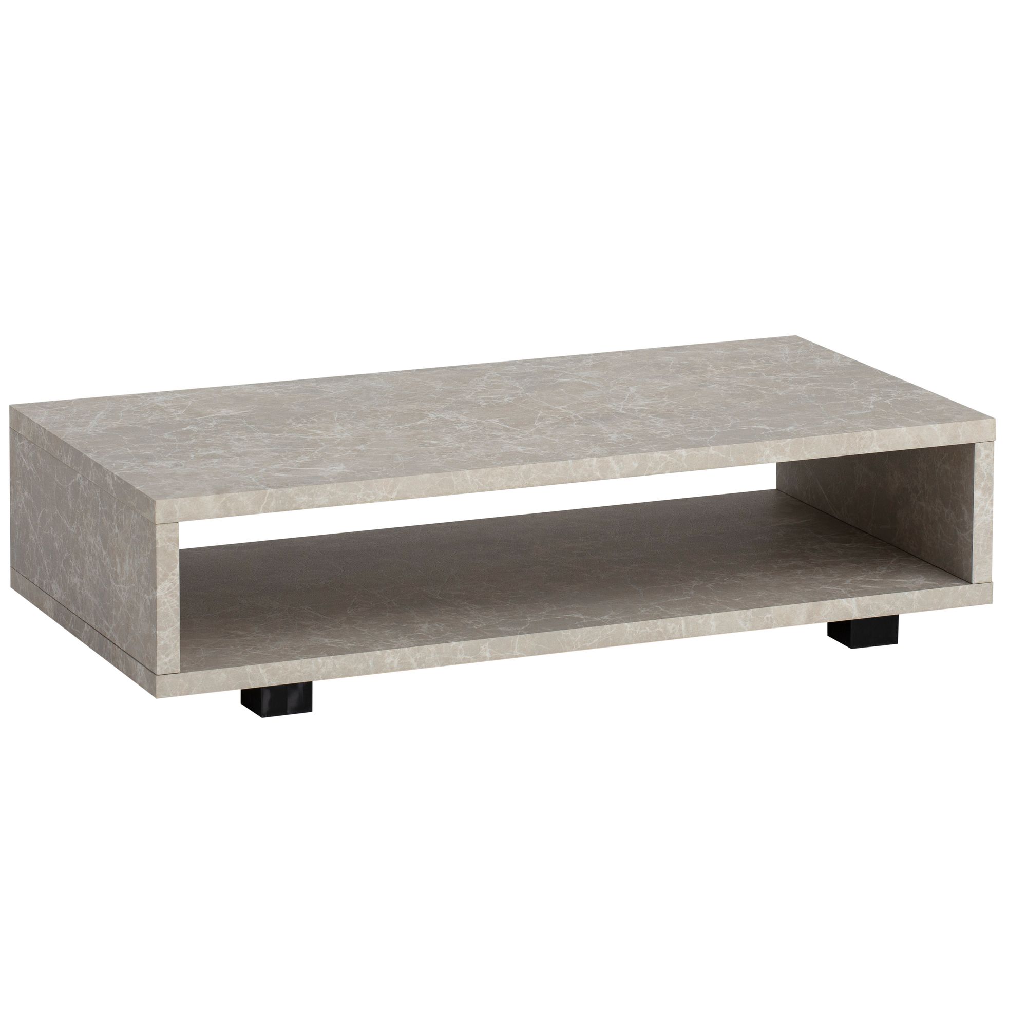 FineBuy Couchtisch 100x50x25 cm Sofatisch Modern, Design Wohnzimmertisch Rechteckig mit Stauraum, Loungetisch Schlicht, Kaffeetisch Groß | Farbe: Beige