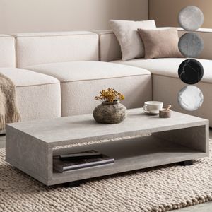 SV107447 FineBuy Couchtisch 100x50x25 cm Sofatisch in Marmor-Optik Modern, Design Wohnzimmertisch Rechteckig mit Stauraum, Loungetisch Schlicht, Kaffeetisch Groß