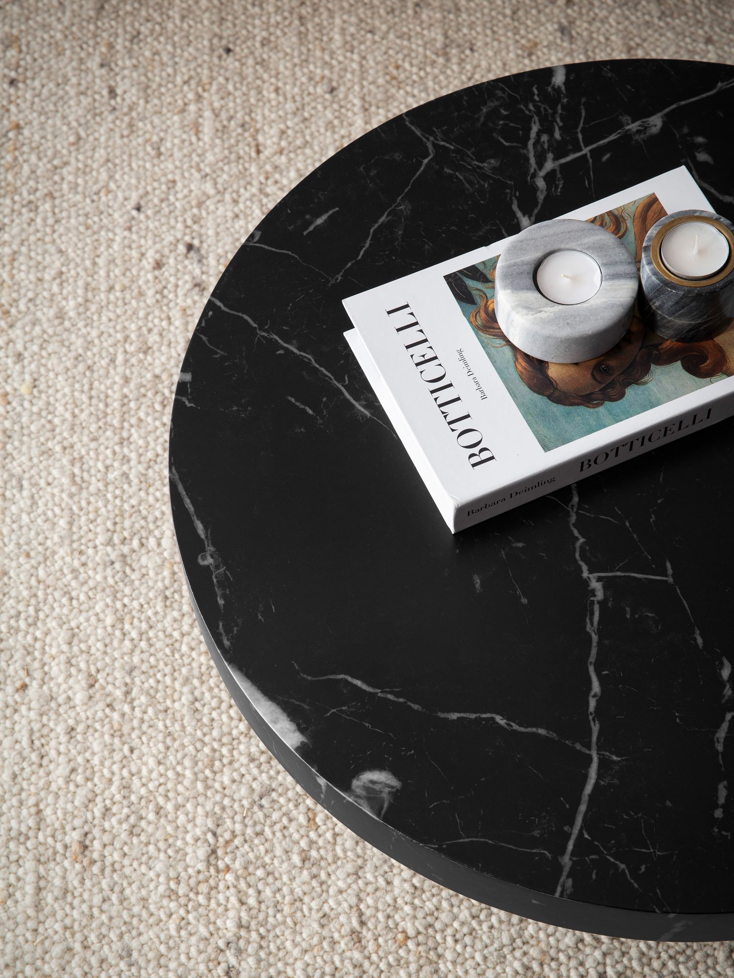 FineBuy Couchtisch 60x60x30 cm Sofatisch Modern, Design Wohnzimmertisch Rund, Loungetisch in Pilz-Form, Kaffeetisch Beistelltisch Klein | Farbe: Schwarz