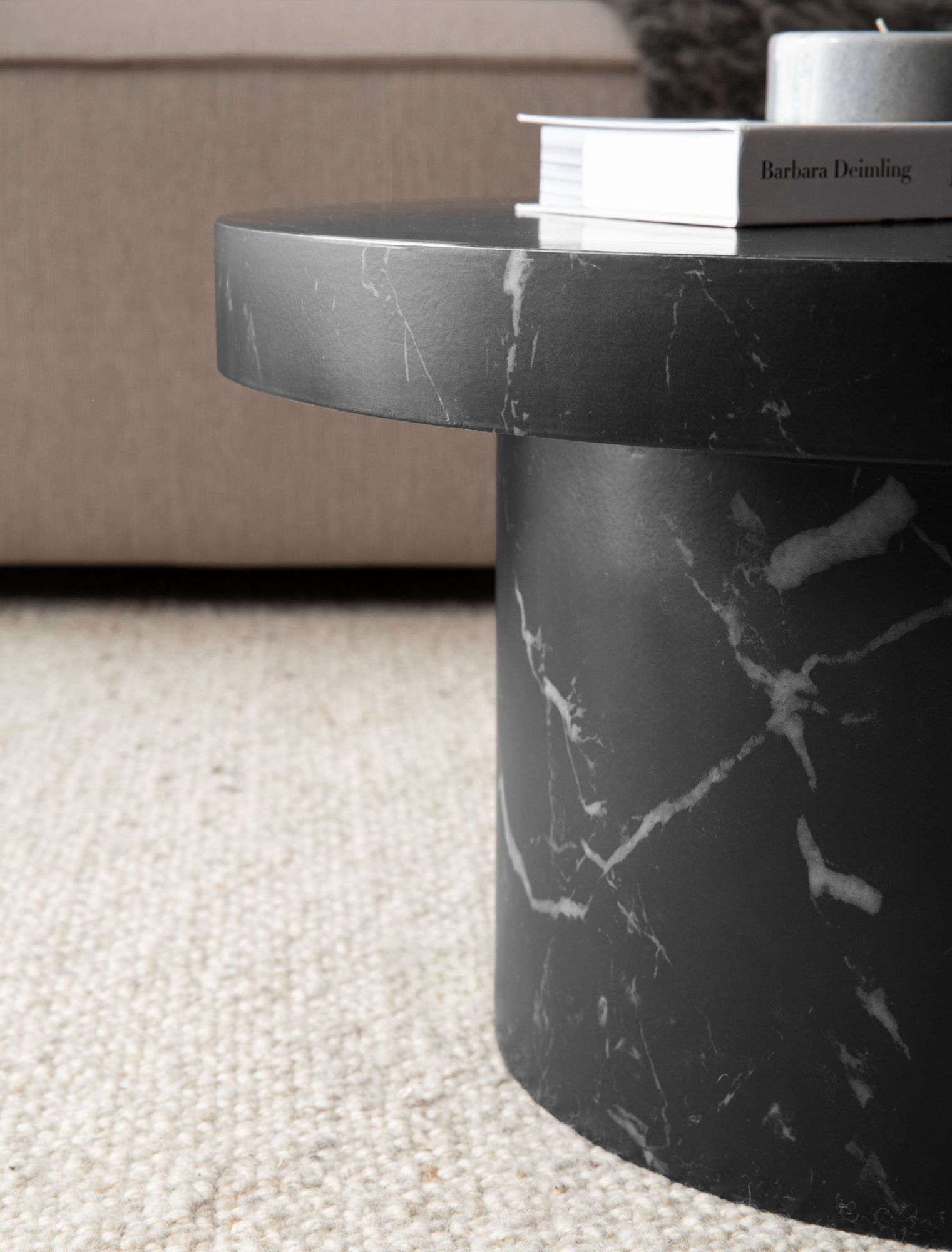 FineBuy Couchtisch 60x60x30 cm Sofatisch Modern, Design Wohnzimmertisch Rund, Loungetisch in Pilz-Form, Kaffeetisch Beistelltisch Klein | Farbe: Schwarz