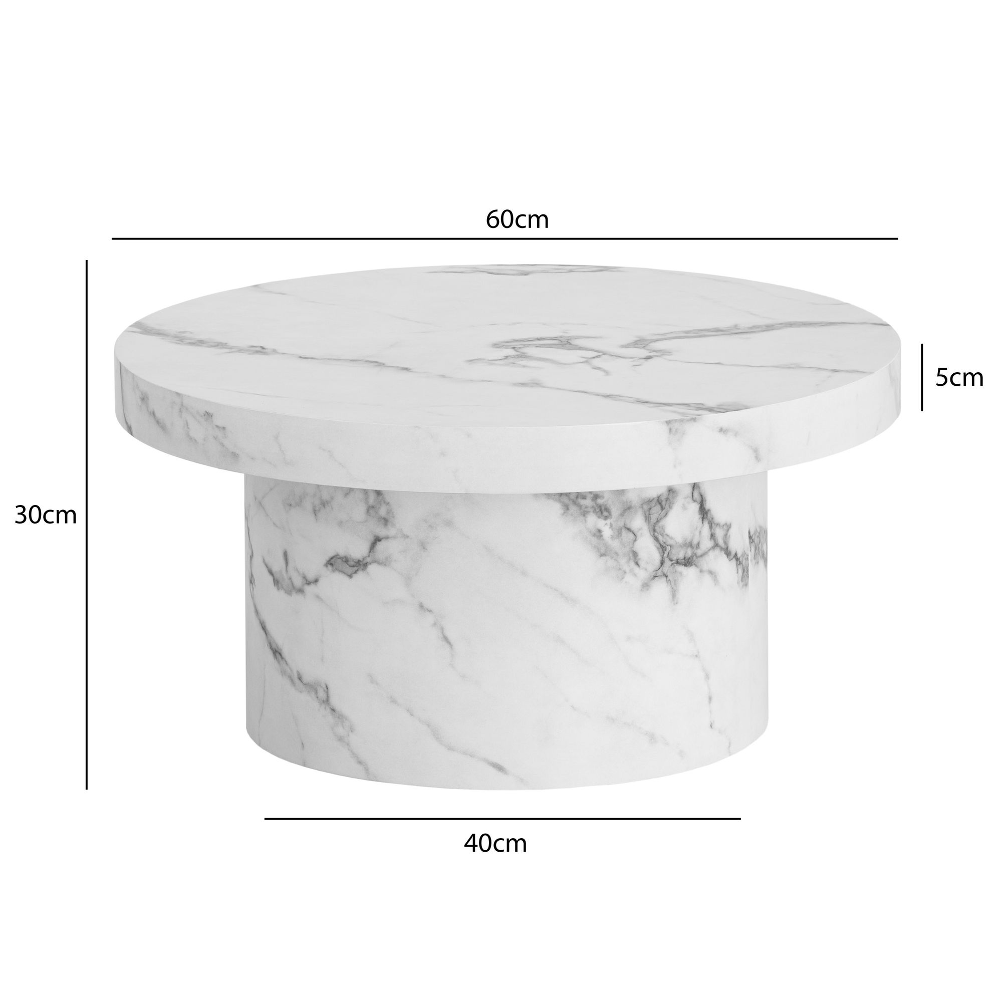 FineBuy Couchtisch 60x60x30 cm Sofatisch Modern, Design Wohnzimmertisch Rund, Loungetisch in Pilz-Form, Kaffeetisch Beistelltisch Klein | Farbe: Schwarz